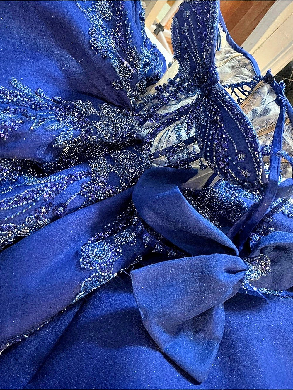Blue Embellished Prom Gown Like New quinceanera dress royal blue